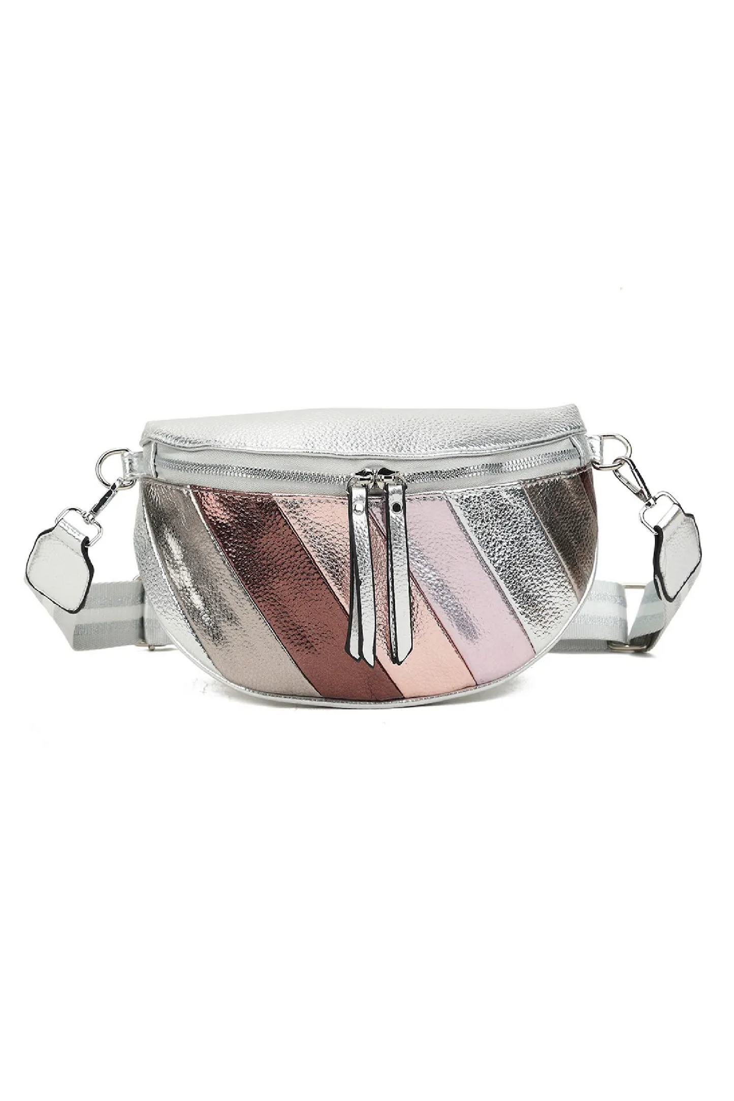 Silver Striped Belt Bag