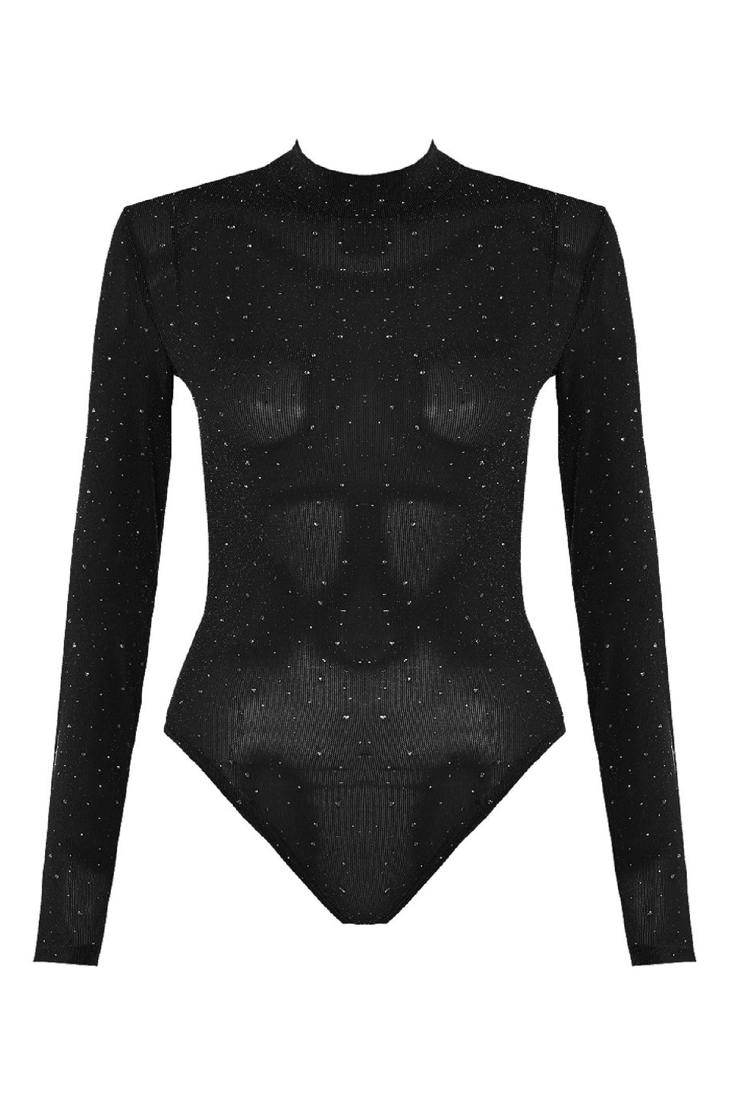 Black High Neck Studded Bodysuit