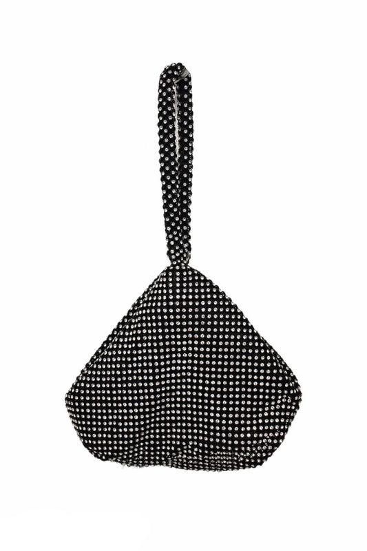 Black Diamante Large Pouch Wristlet
