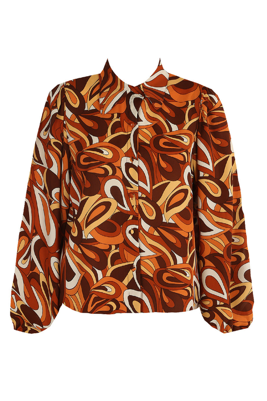 Brown Abstract Print Shirt