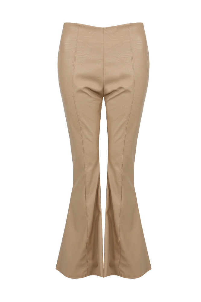 Nude Faux Leather Flared Trousers
