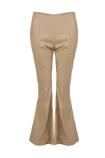 Nude Faux Leather Flared Trousers