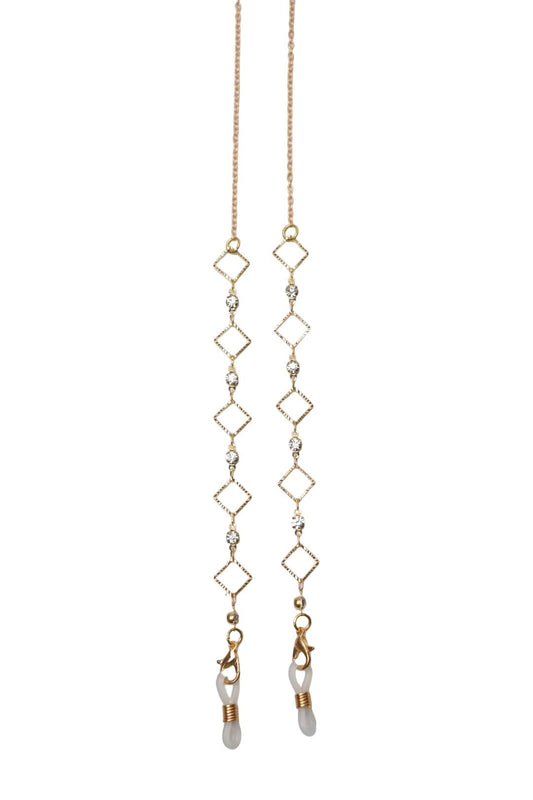 Gold Square Diamante Sunglasses Chain