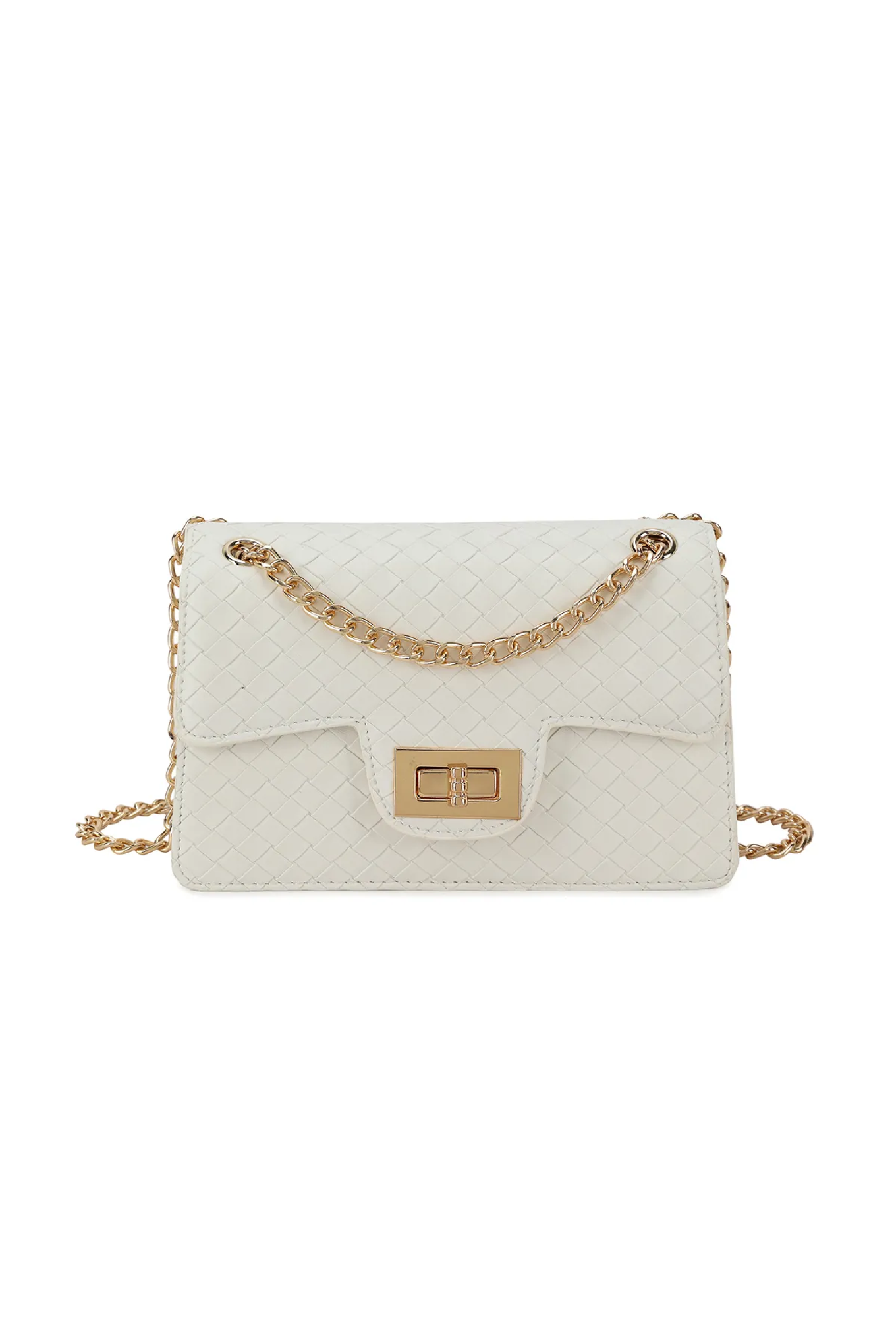 White Woven Mini Cross Body Bag