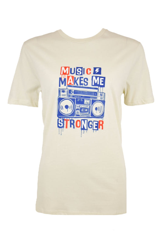 Womens Cream 'Music Makes Me Stronger' T-Shirt