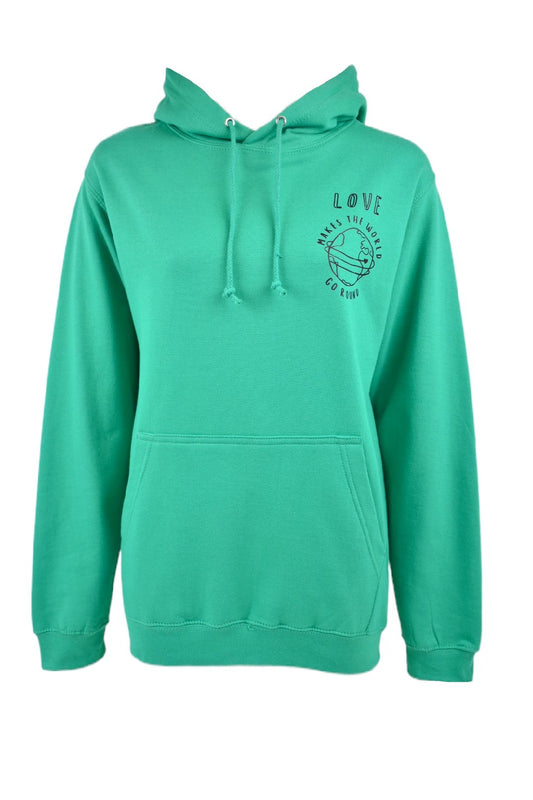 Womens Green Love Makes The World Go Round Hoodie