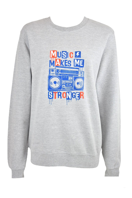 Womens Grey 'Music Makes Me Stronger' Sweatshirt