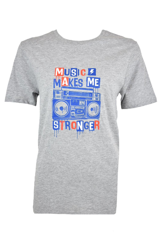Womens Grey 'Music Makes Me Stronger' T-Shirt