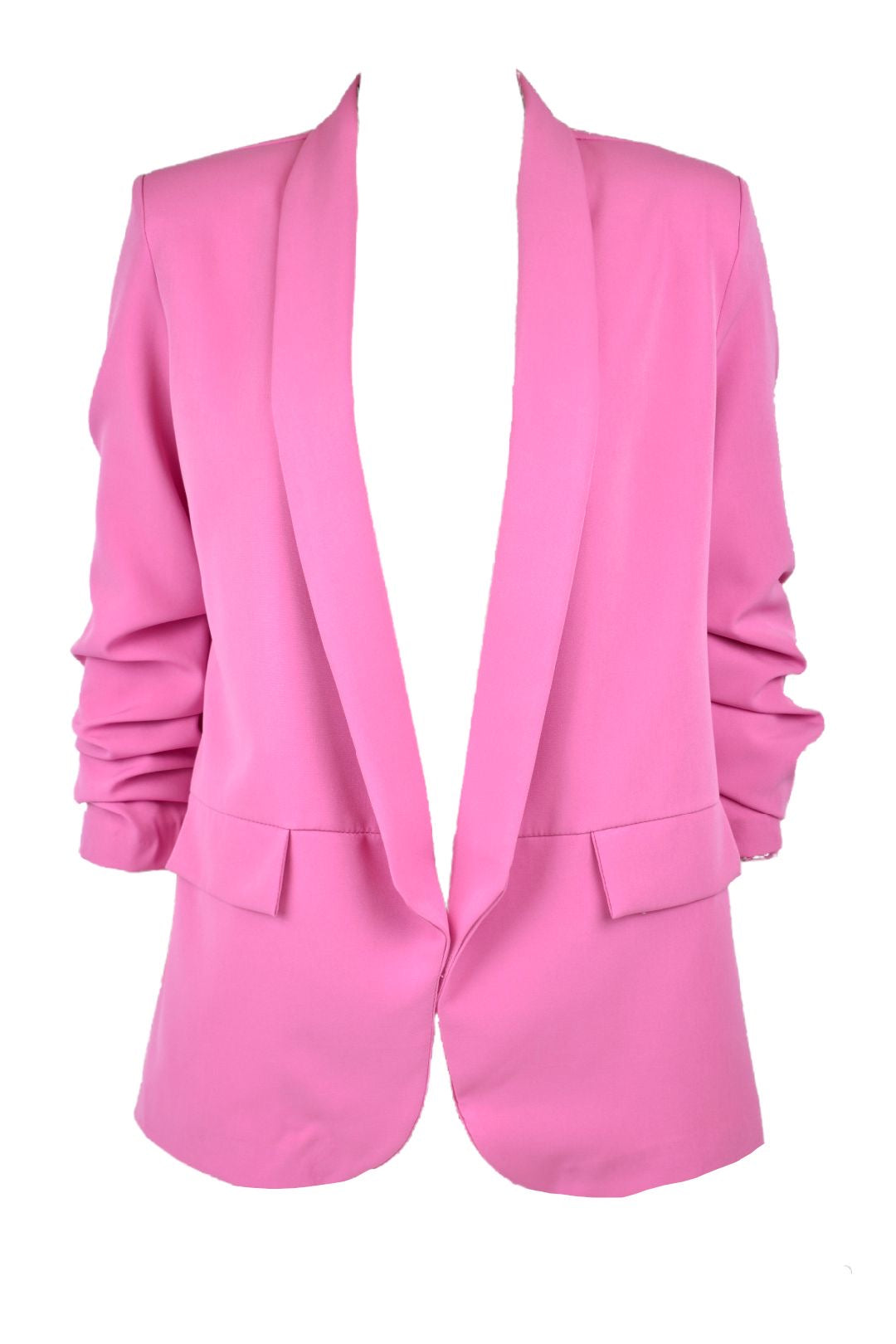 Pink Ruched Sleeve Blazer 