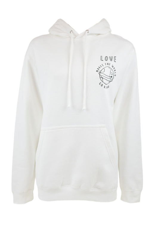 Womens White Love Makes The World Go Round Hoodie