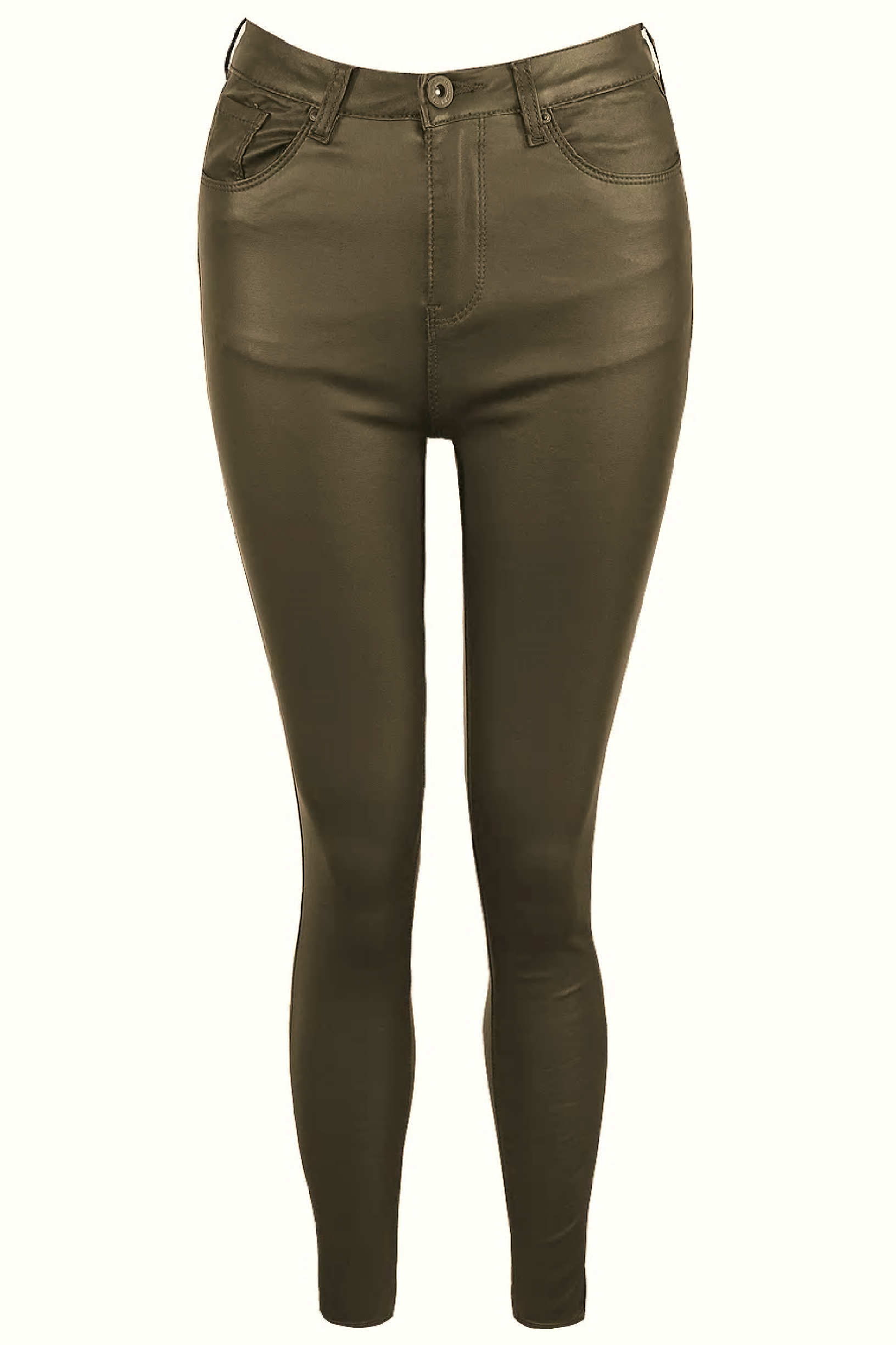 Womens Khaki Faux Leather Uplift Jeans