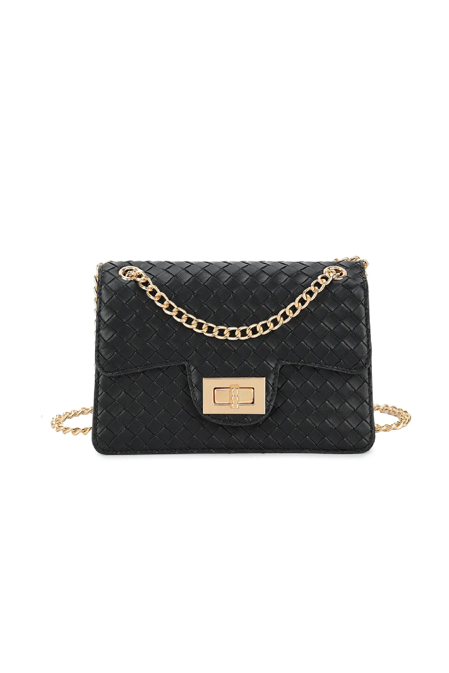 Black Woven Mini Cross Body Bag