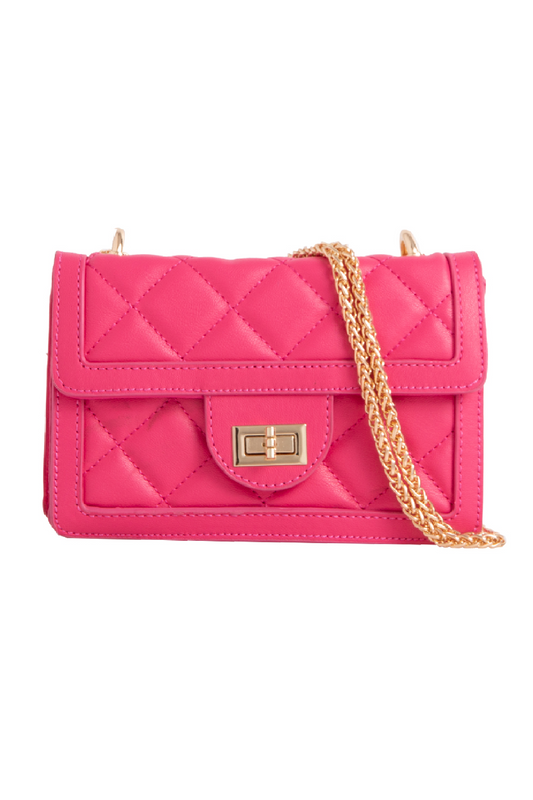 Fuchsia Quilted Mini Cross Body Bag