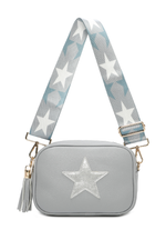 Grey Star Strap Cross Body Bag