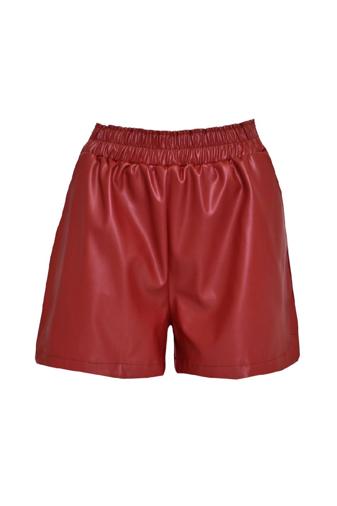 Burgundy Faux Leather Side Split Shorts