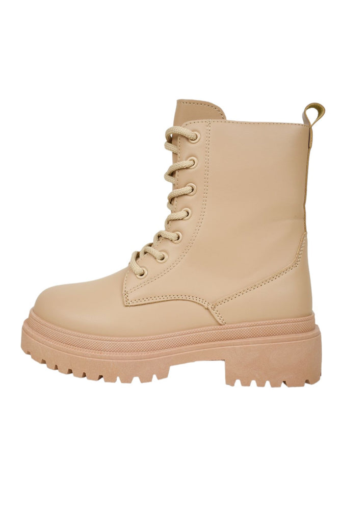 Camel Lace Up Military Boots