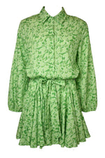 Green Print Belted Dress