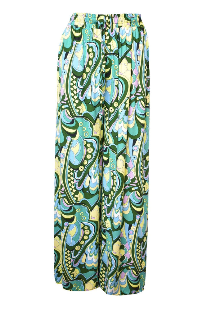 Teal Psychedelic Wide Leg Trousers