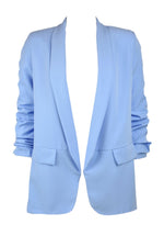 Light Blue Ruched Sleeve Blazer