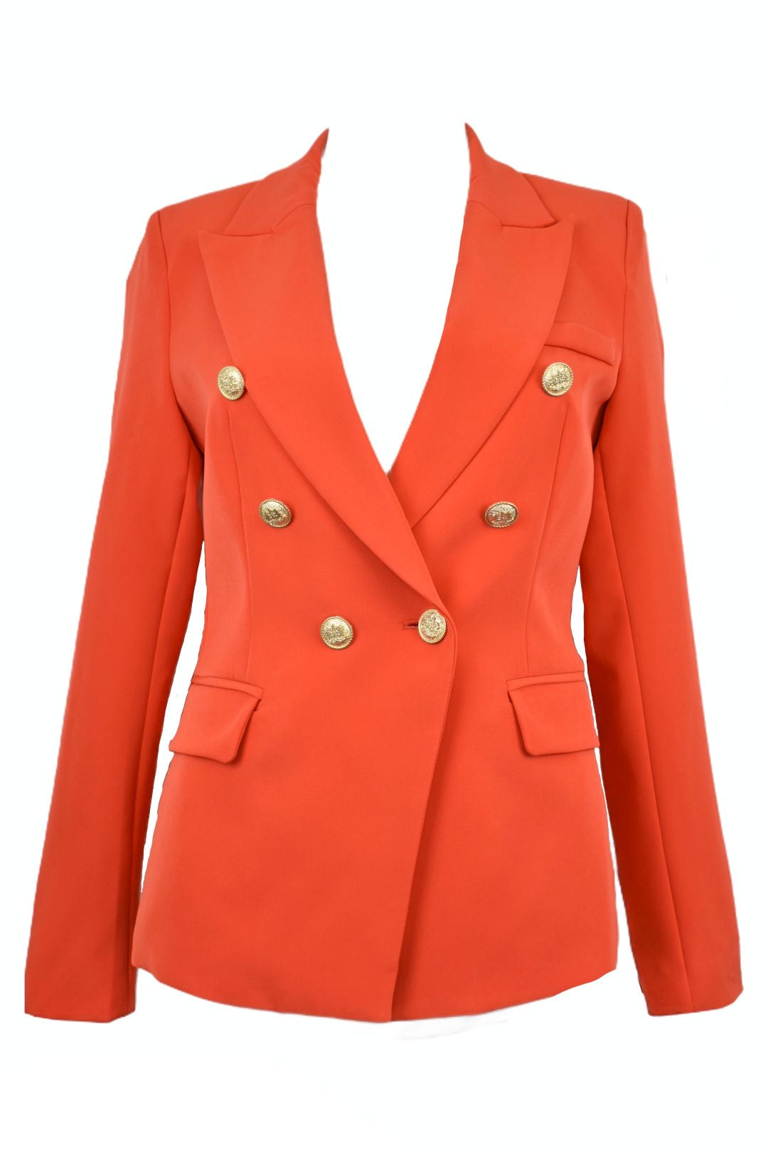 Orange Red Double Breasted Blazer