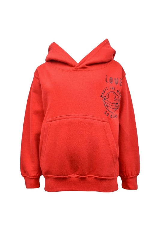 Kids Red Love Makes The World Go Round Hoodie