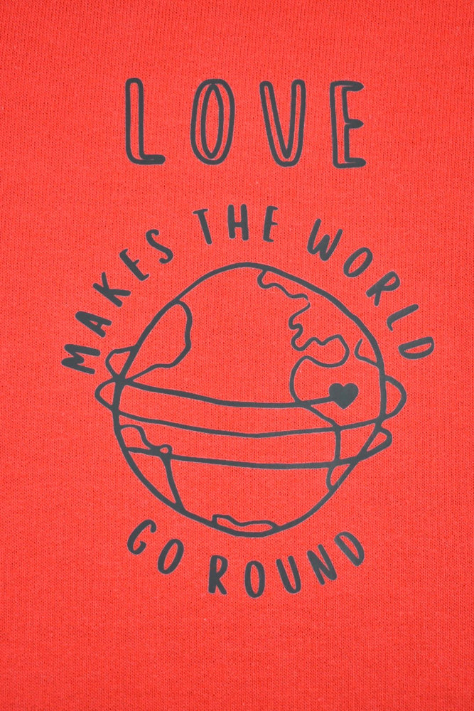 Kids Red Love Makes The World Go Round Hoodie