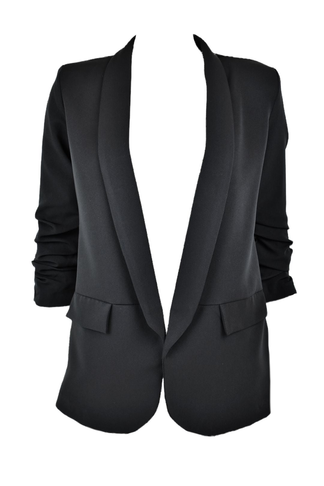 Black Ruched Sleeve Blazer