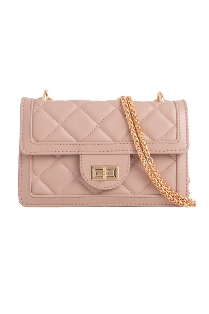 Nude Quilted Mini Cross Body Bag