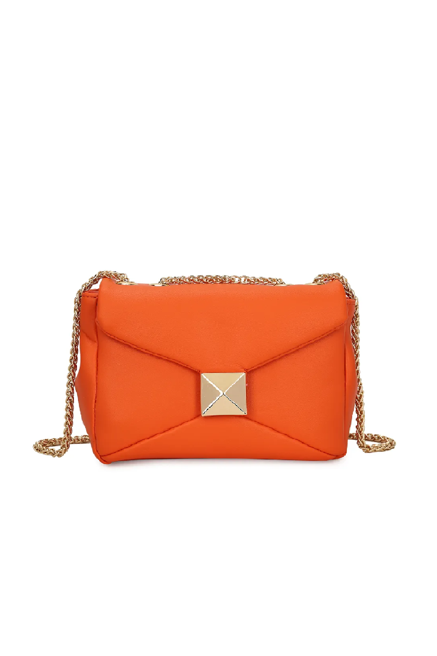 Orange Square Stud Cross Body Bag