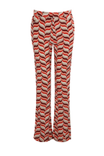 Pink & Red Patterned Flared Trousers