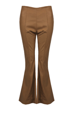 Camel Faux Leather Flared Trousers